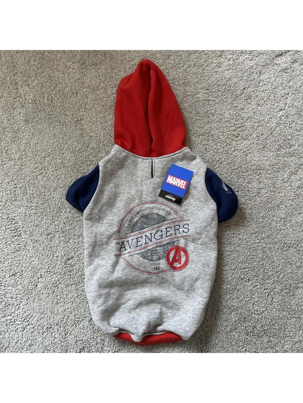 Marvel Avengers Pet Apparel Hoodie Gray Red Navy NWT! Size Large